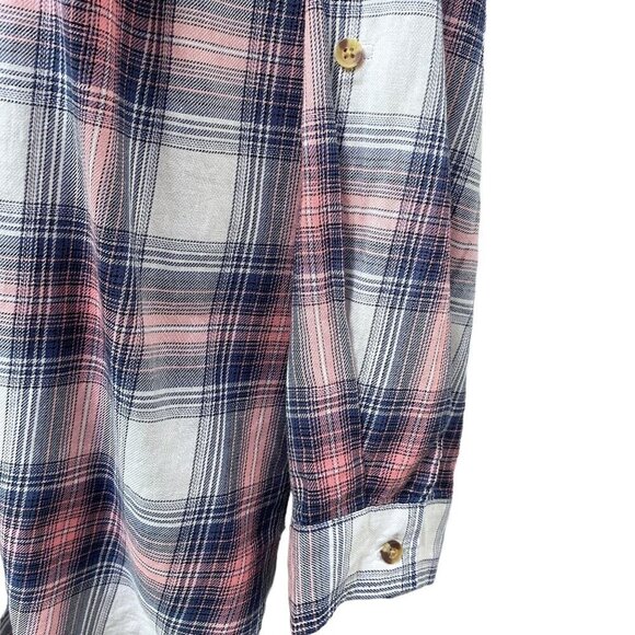 DRESSBARN Plaid Shirt Plus Size 3X Cotton Blue Pink Long Sleeve Button Up NWT - Picture 9 of 10